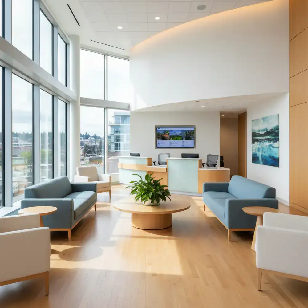 Clean medical clinic lobby in Portland