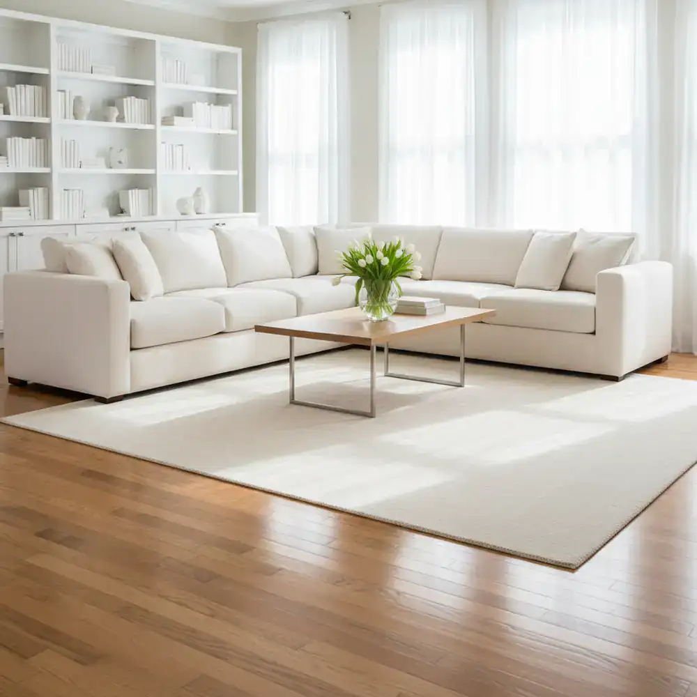Clean, bright living room showing our cleaning results