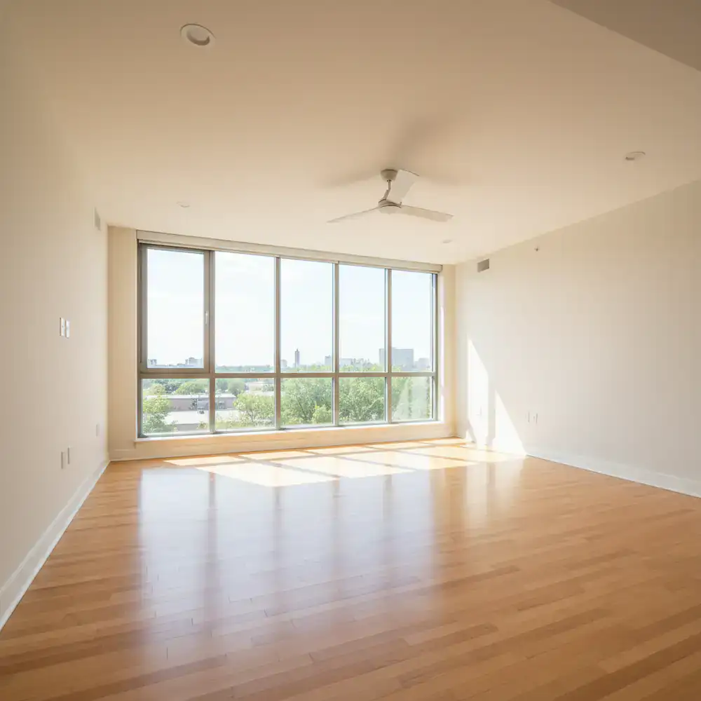 Spotless empty apartment living room ready for move in
